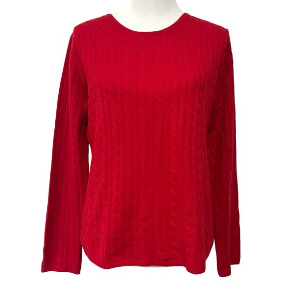 Madison Studio Women’s Cashmere Sweater Red Cable Knit Pullover Size Large - Picture 1 of 6